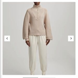 Varley Reid Half Zip Knit Pullover in cement